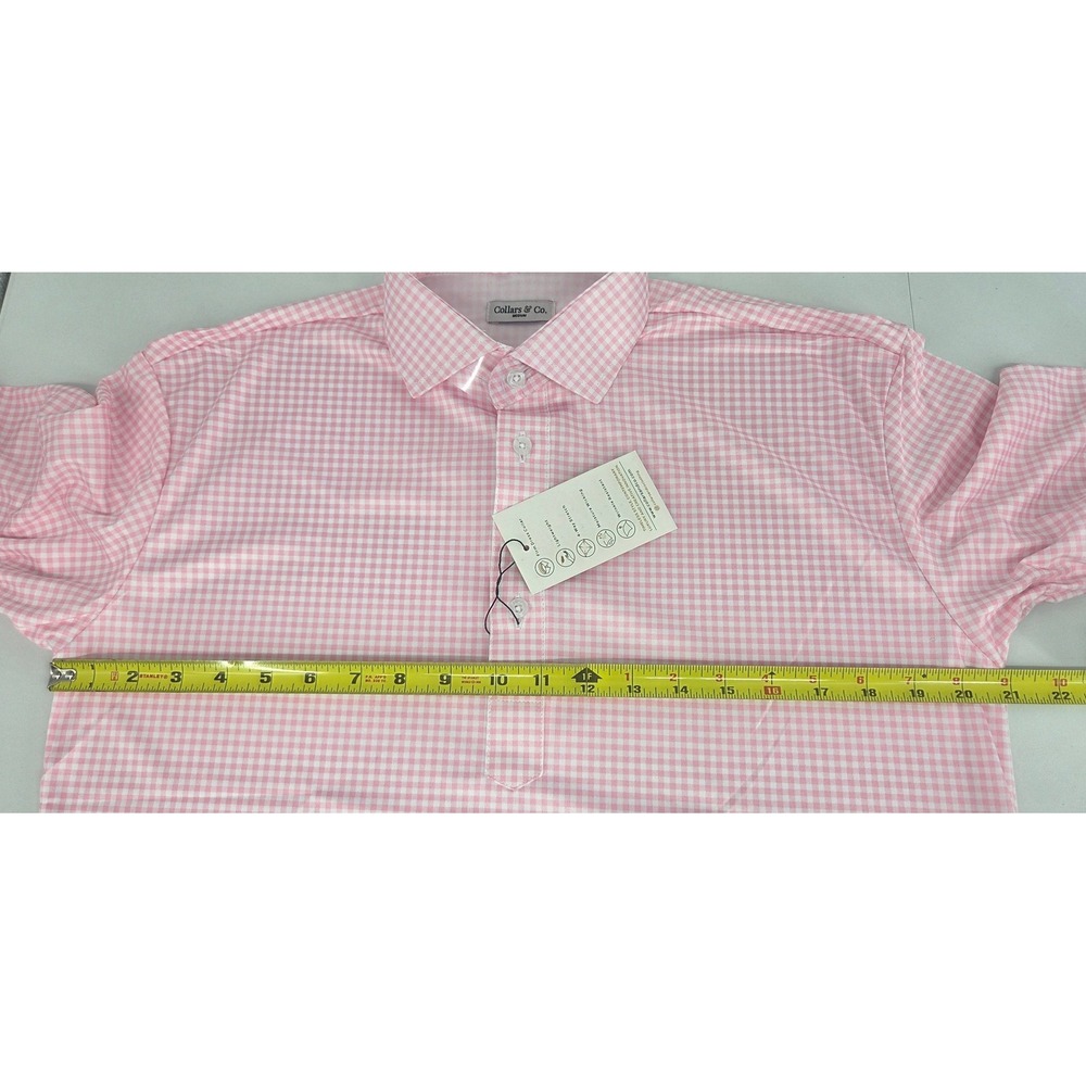 NWT Collars and Co Semi-Spread Collar Polo Pink Gingham Medium - Picture 7 of 9
